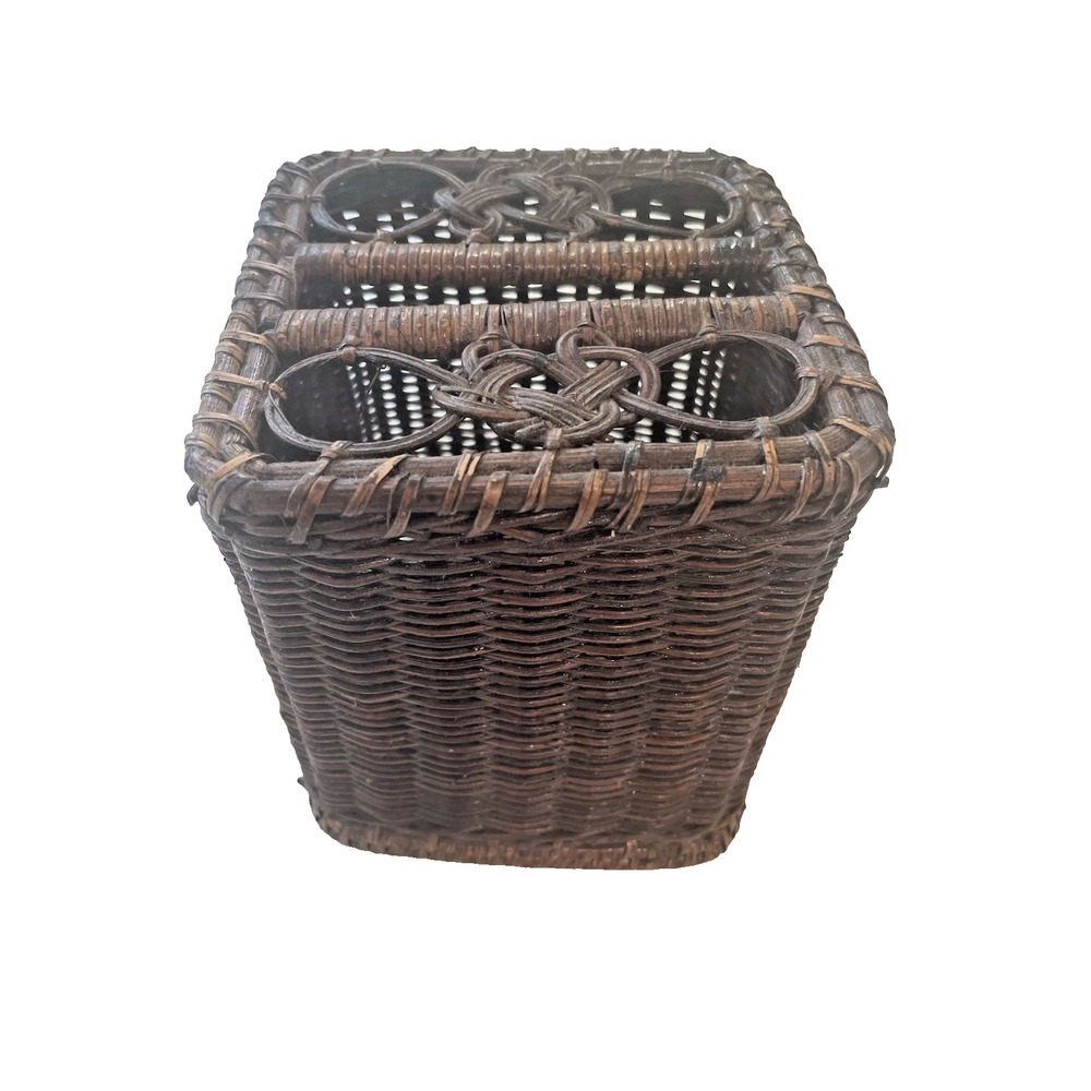 Vintage Rattan Tissue Box Cover Hand Woven Wicker‎ Brown